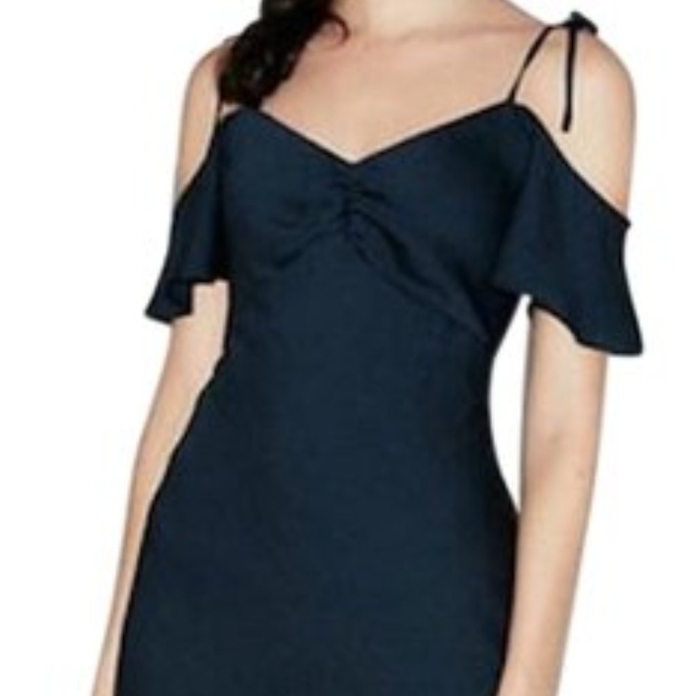 Navy Off the Shoulder Midi Dress Express extra small